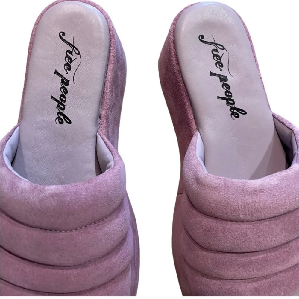Free People Almost Paradise Suede Platform Slip in Orchid Pink 37.5 / 7.0
